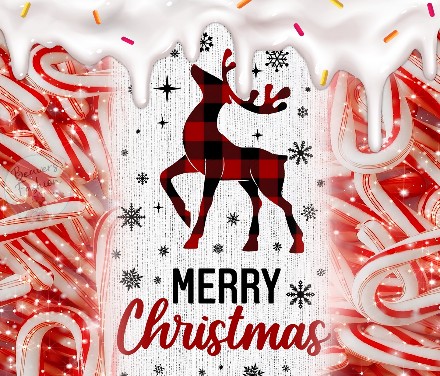 Candy Cane Reindeer Tumbler