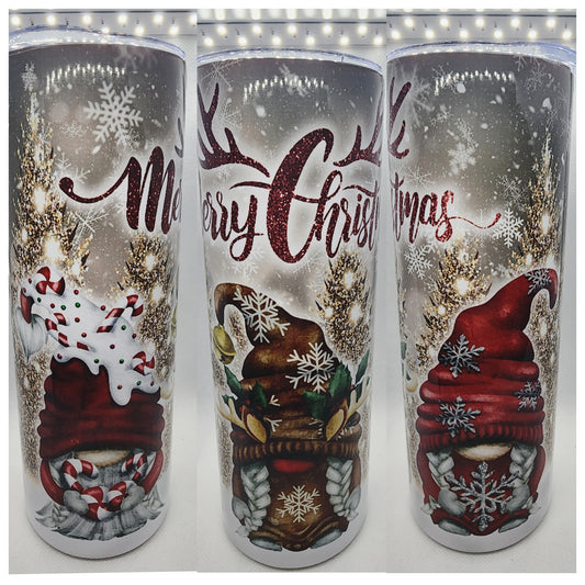 READY TO SHIP- 20 Ounce Tumbler Merry Christmas Gnome