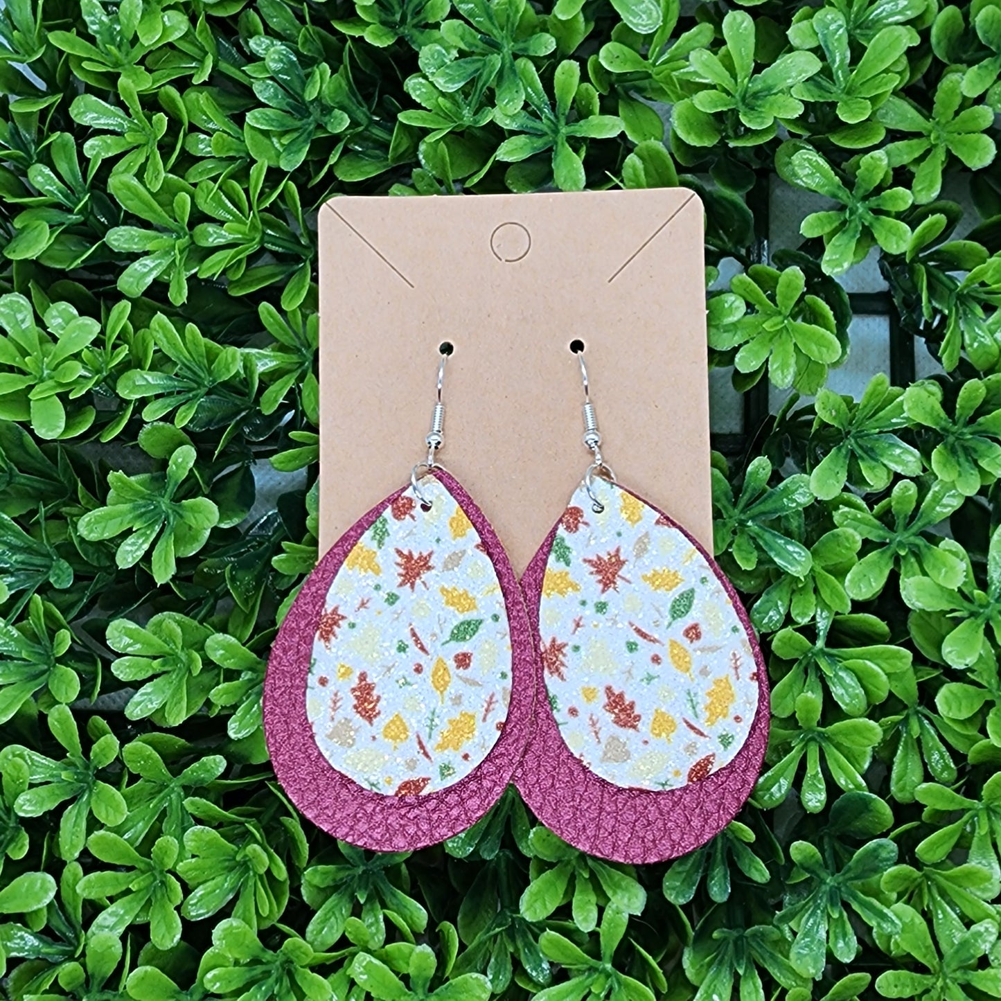 Faux Leather Glitter Sublimation Earrings