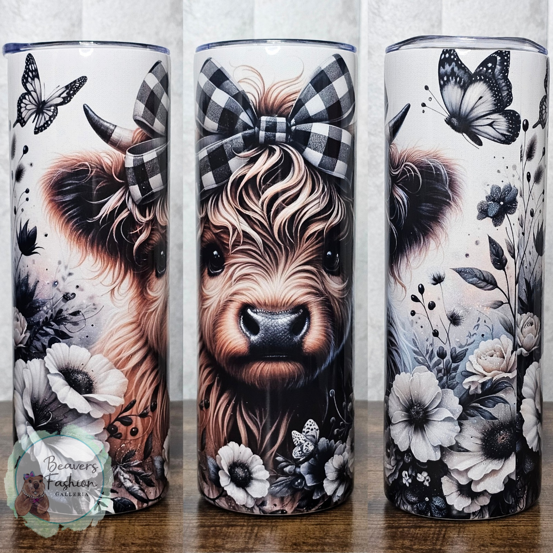 Plaid Highland Cow Tumbler