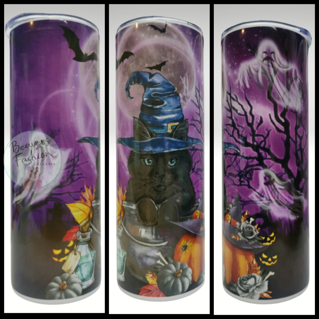 READY TO SHIP- 20 Ounce Tumbler Halloween Cat