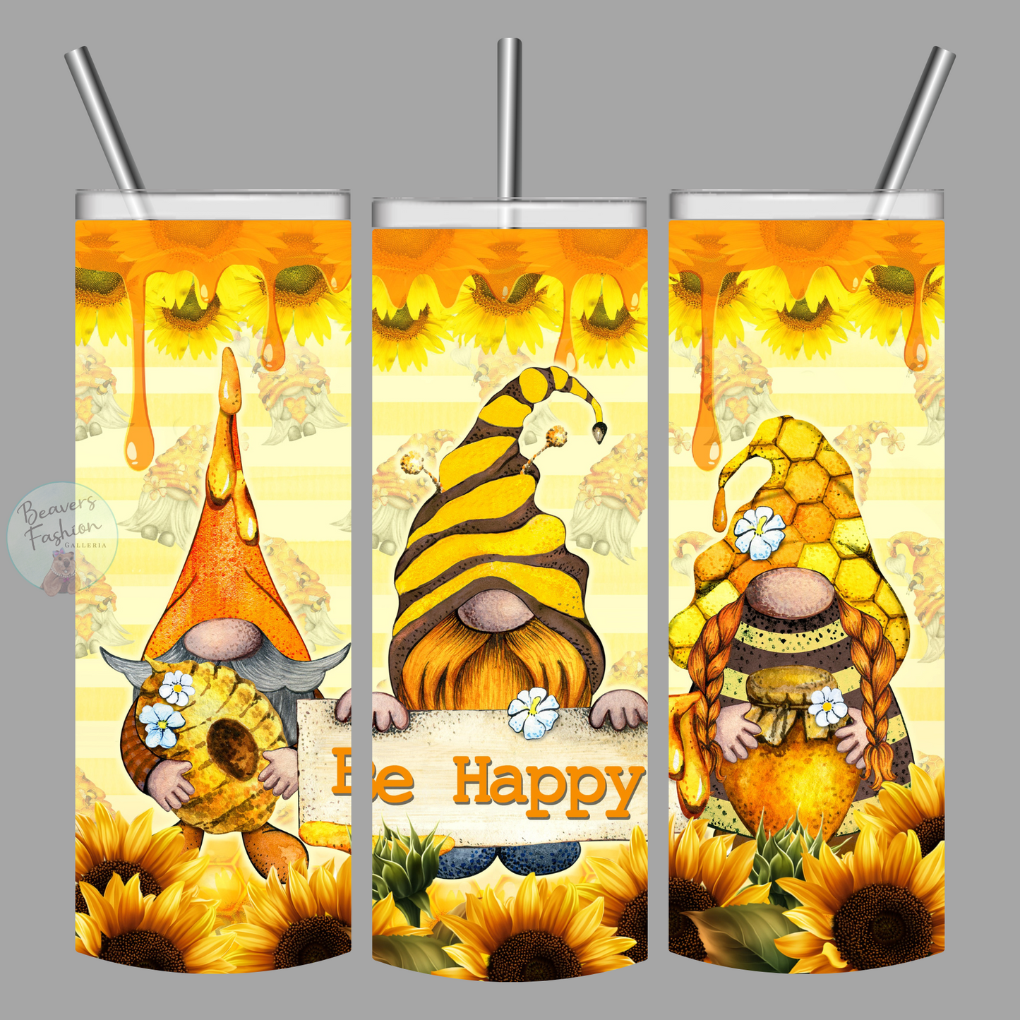 Be Happy Gnomes Tumbler